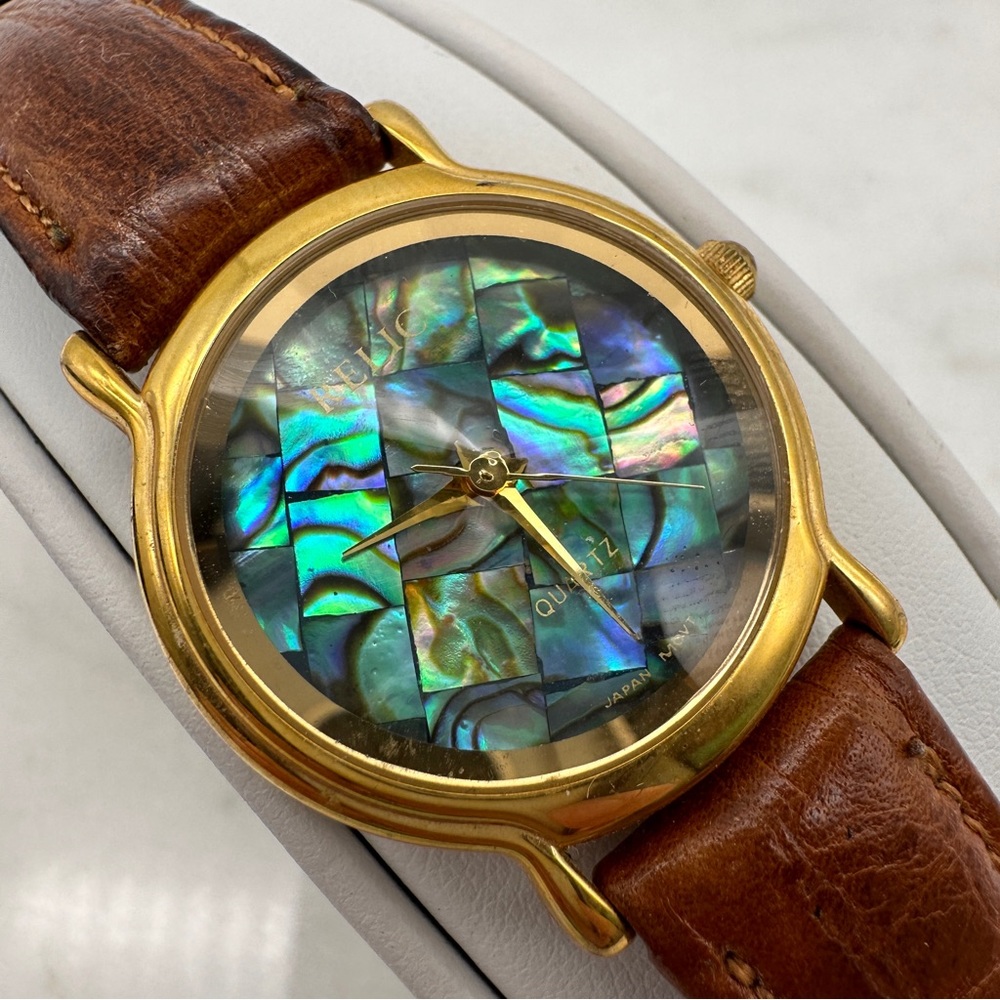 Relic Pyramid Women’s Watch, Brown Leather, Gold Tone